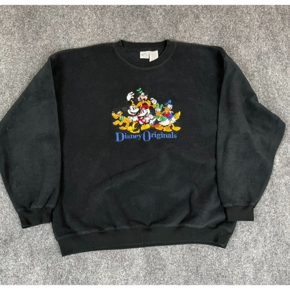 The Disney Store Original Black Fleece Pullover Sweatshirt No Size Tag XL?